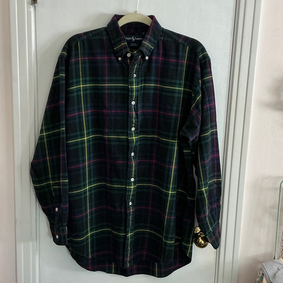 Ralph Lauren Men's Multicolor Blake Tartan Plaid Flannel Button-Down Shirt M - Picture 1 of 7